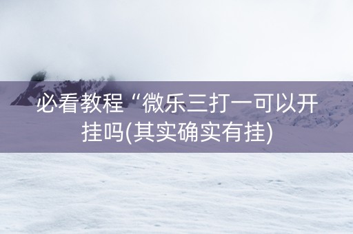 必看教程“微乐三打一可以开挂吗(其实确实有挂)