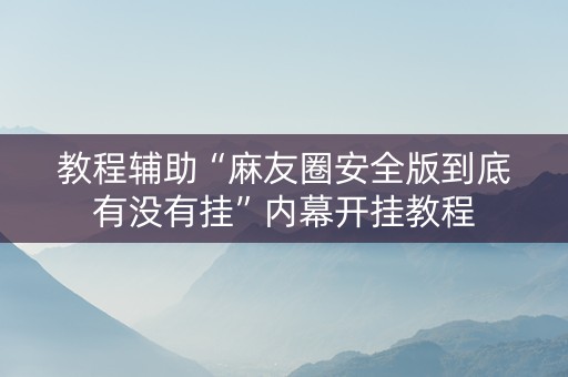 教程辅助“麻友圈安全版到底有没有挂”内幕开挂教程