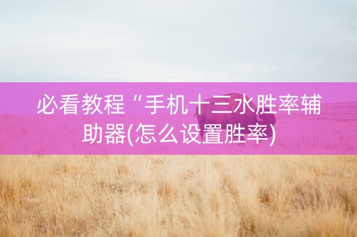 必看教程“手机十三水胜率辅助器(怎么设置胜率)