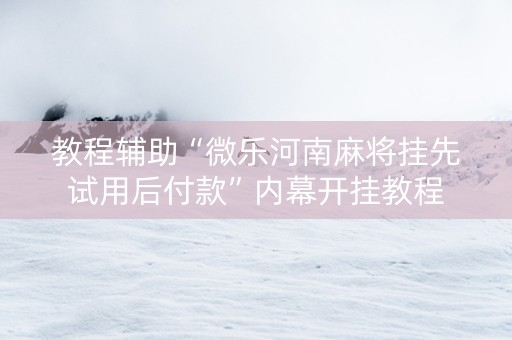 教程辅助“微乐河南麻将挂先试用后付款”内幕开挂教程