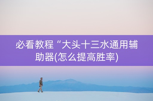 必看教程“大头十三水通用辅助器(怎么提高胜率)