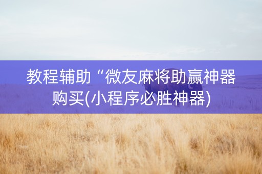 教程辅助“微友麻将助赢神器购买(小程序必胜神器)