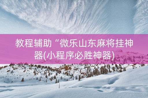 教程辅助“微乐山东麻将挂神器(小程序必胜神器)