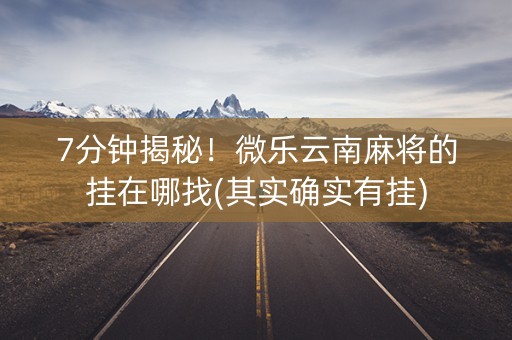 7分钟揭秘！微乐云南麻将的挂在哪找(其实确实有挂)