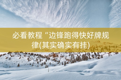 必看教程“边锋跑得快好牌规律(其实确实有挂)