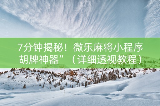 7分钟揭秘！微乐麻将小程序胡牌神器”（详细透视教程）-哔哩哔哩