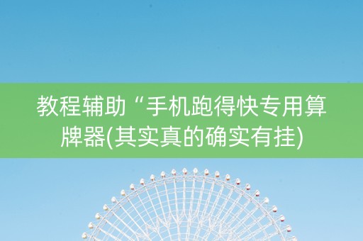 教程辅助“手机跑得快专用算牌器(其实真的确实有挂)