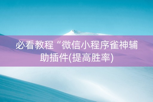 必看教程“微信小程序雀神辅助插件(提高胜率)
