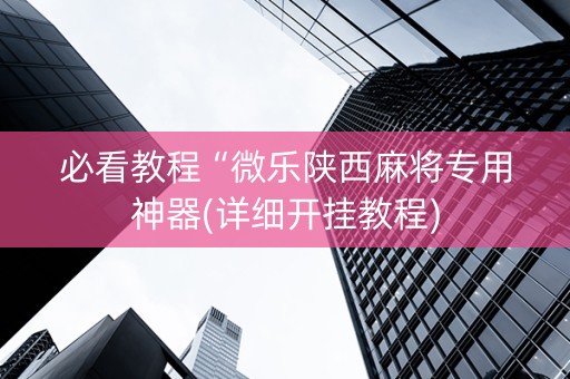 必看教程“微乐陕西麻将专用神器(详细开挂教程)