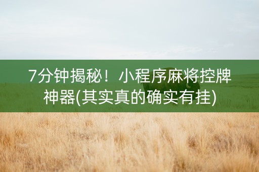 7分钟揭秘！小程序麻将控牌神器(其实真的确实有挂)