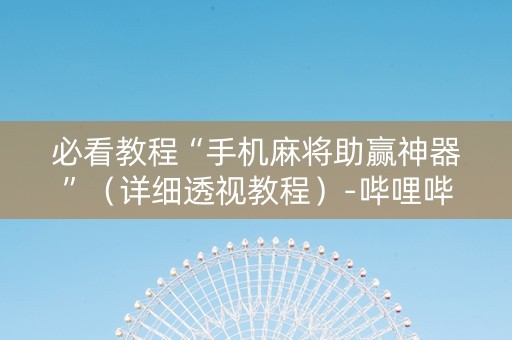 必看教程“手机麻将助赢神器”（详细透视教程）-哔哩哔哩