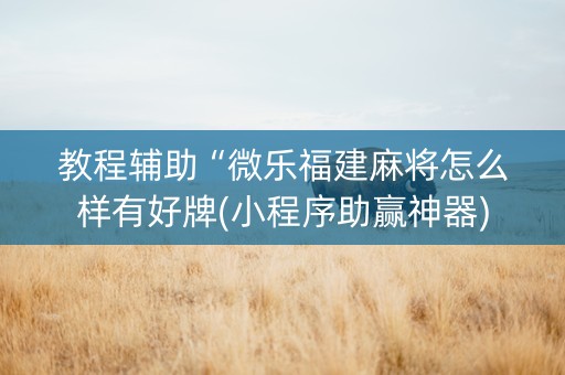 教程辅助“微乐福建麻将怎么样有好牌(小程序助赢神器)