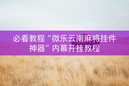 必看教程“微乐云南麻将挂件神器”内幕开挂教程