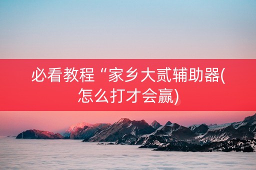 必看教程“家乡大贰辅助器(怎么打才会赢)
