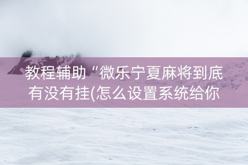 教程辅助“微乐宁夏麻将到底有没有挂(怎么设置系统给你好牌)