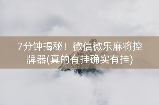 7分钟揭秘！微信微乐麻将控牌器(真的有挂确实有挂)