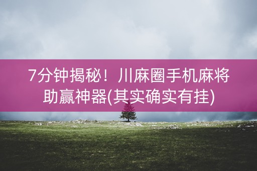 7分钟揭秘！川麻圈手机麻将助赢神器(其实确实有挂)