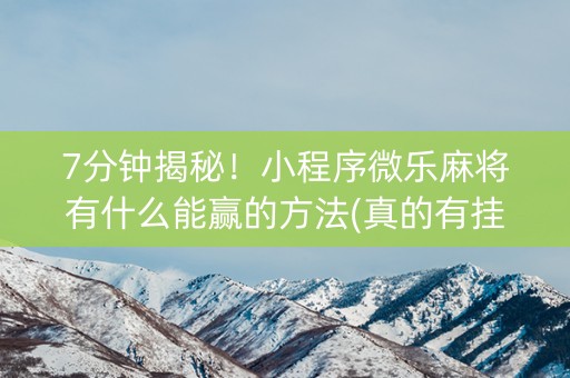 7分钟揭秘！小程序微乐麻将有什么能赢的方法(真的有挂确实有挂)
