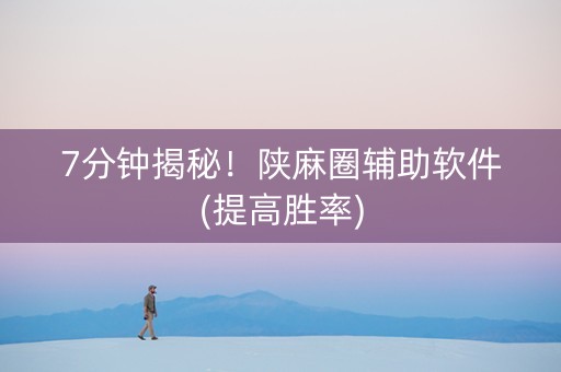 7分钟揭秘！陕麻圈辅助软件(提高胜率)