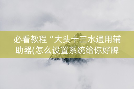 必看教程“大头十三水通用辅助器(怎么设置系统给你好牌)