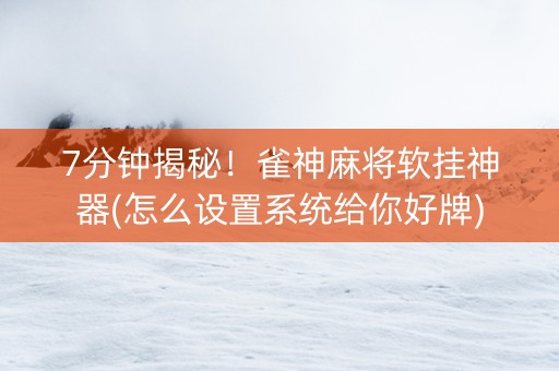 7分钟揭秘！雀神麻将软挂神器(怎么设置系统给你好牌)