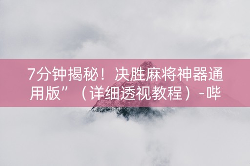 7分钟揭秘！决胜麻将神器通用版”（详细透视教程）-哔哩哔哩