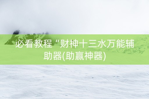 必看教程“财神十三水万能辅助器(助赢神器)