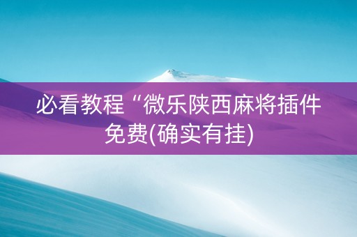 必看教程“微乐陕西麻将插件免费(确实有挂)