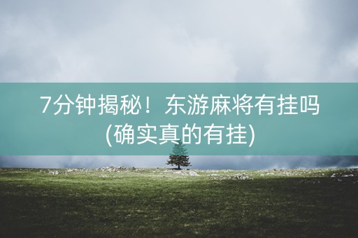 7分钟揭秘！东游麻将有挂吗(确实真的有挂)