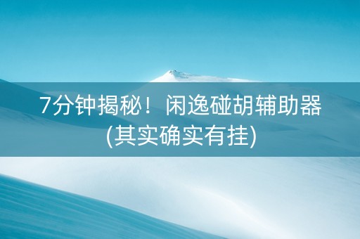 7分钟揭秘！闲逸碰胡辅助器(其实确实有挂)