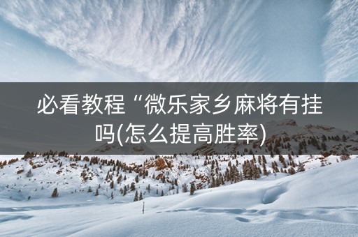 必看教程“微乐家乡麻将有挂吗(怎么提高胜率)