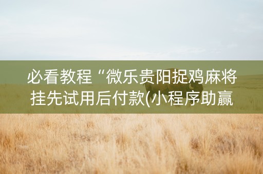 必看教程“微乐贵阳捉鸡麻将挂先试用后付款(小程序助赢神器)