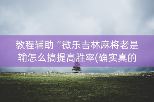 教程辅助“微乐吉林麻将老是输怎么搞提高胜率(确实真的有挂)