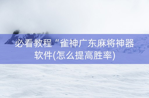 必看教程“雀神广东麻将神器软件(怎么提高胜率)