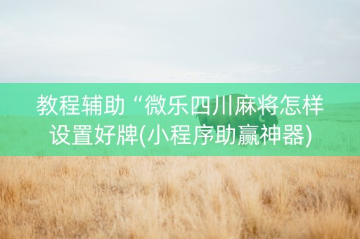 教程辅助“微乐四川麻将怎样设置好牌(小程序助赢神器)