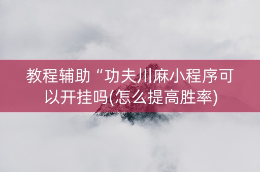 教程辅助“功夫川麻小程序可以开挂吗(怎么提高胜率)