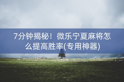 7分钟揭秘！微乐宁夏麻将怎么提高胜率(专用神器)