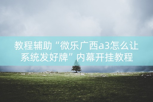 教程辅助“微乐广西a3怎么让系统发好牌”内幕开挂教程