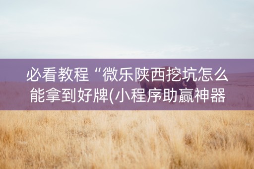 必看教程“微乐陕西挖坑怎么能拿到好牌(小程序助赢神器)