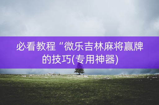 必看教程“微乐吉林麻将赢牌的技巧(专用神器)