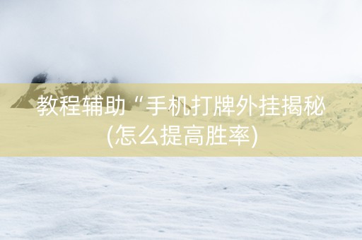 教程辅助“手机打牌外挂揭秘(怎么提高胜率)