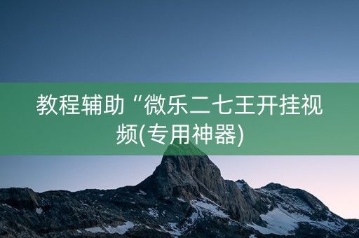教程辅助“微乐二七王开挂视频(专用神器)