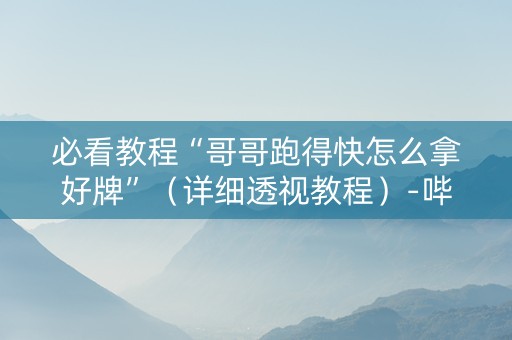 必看教程“哥哥跑得快怎么拿好牌”（详细透视教程）-哔哩哔哩