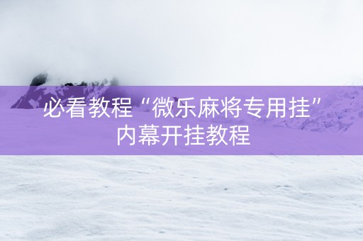 必看教程“微乐麻将专用挂”内幕开挂教程