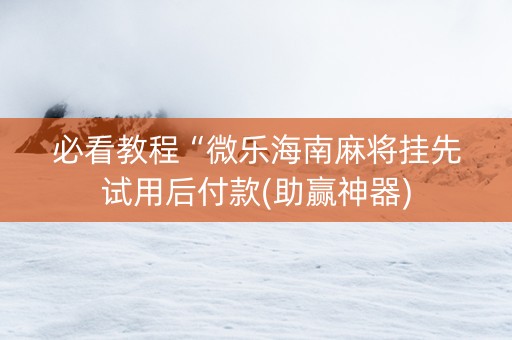 必看教程“微乐海南麻将挂先试用后付款(助赢神器)