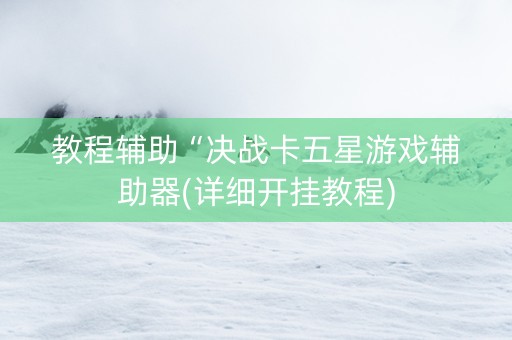 教程辅助“决战卡五星游戏辅助器(详细开挂教程)