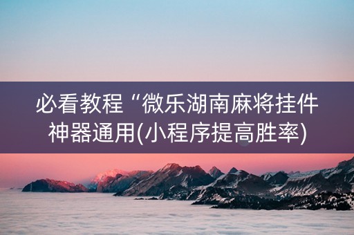 必看教程“微乐湖南麻将挂件神器通用(小程序提高胜率)
