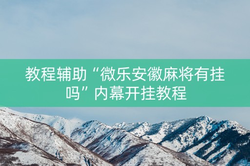 教程辅助“微乐安徽麻将有挂吗”内幕开挂教程