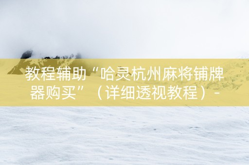 教程辅助“哈灵杭州麻将铺牌器购买”（详细透视教程）-哔哩哔哩