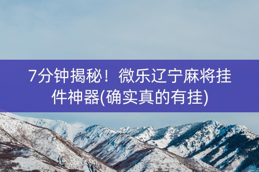 7分钟揭秘！微乐辽宁麻将挂件神器(确实真的有挂)